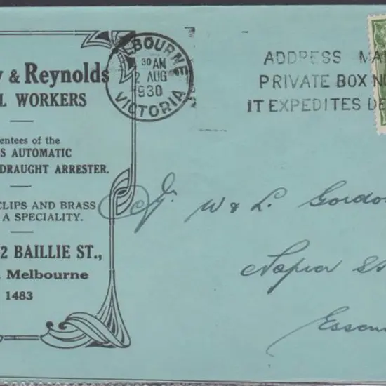 1930 (2nd Aug) advertising env for Findlay & ...