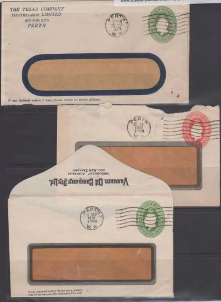 1931 KGV PTPO window faced envelopes with Perth ... Image 1++