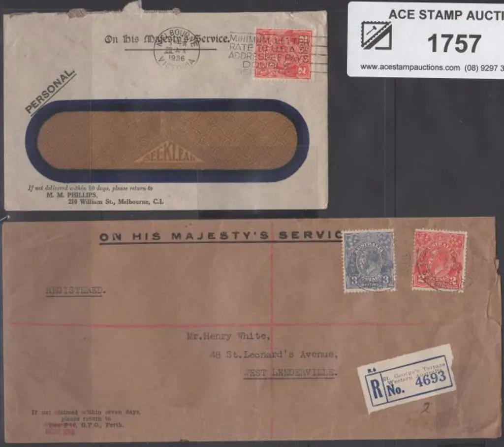1931 (16th Sept) KGV OHMS Reg cover with 2d & 3d ... Image 1++