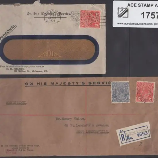 1931 (16th Sept) KGV OHMS Reg cover with 2d & 3d ...