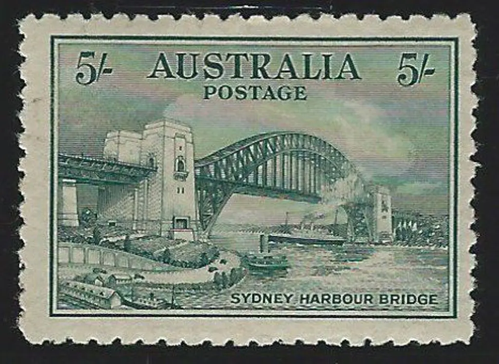 1932 5/- Sydney Harbour Bridge. MLH but aged gum ... Image 1++