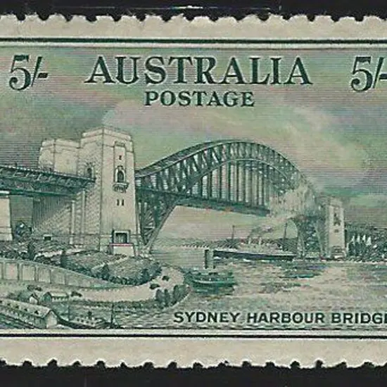 1932 5/- Sydney Harbour Bridge. MLH but aged gum ...