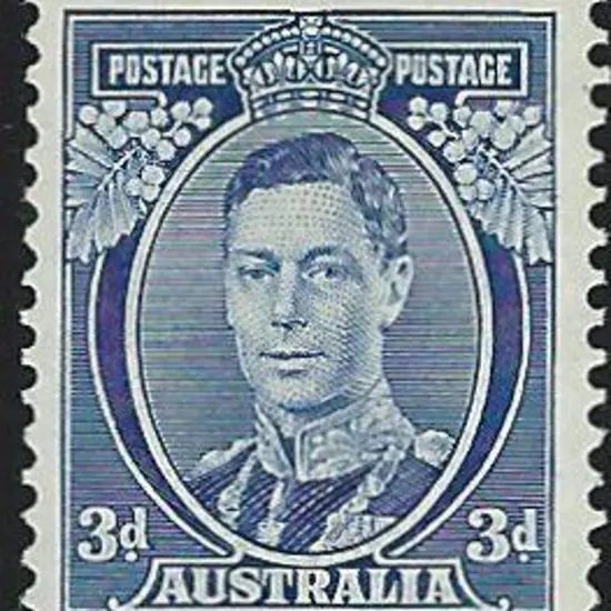 1937 3d blue KGVI, Die Ia with "U" for "O" in ...