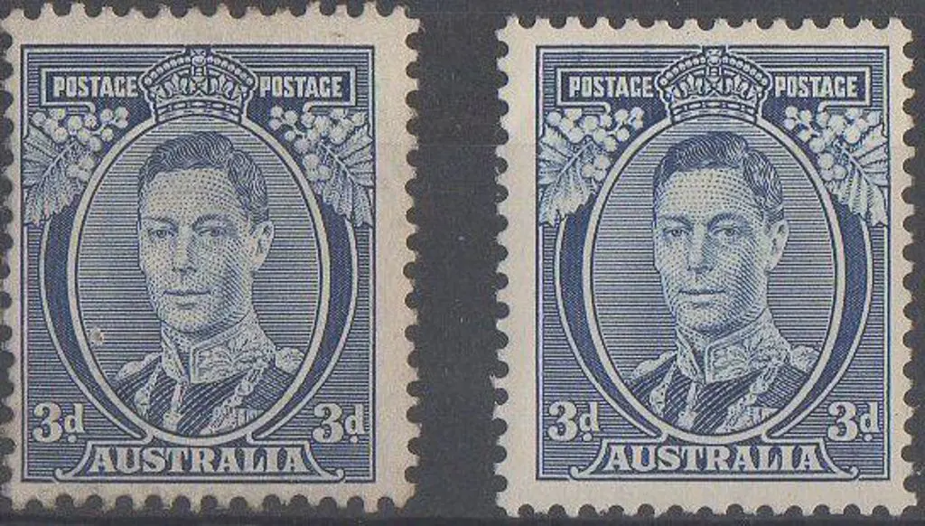 1937 3d KGVI blue Die Ia MLH (toning) & Die II MLH ... Image 1++