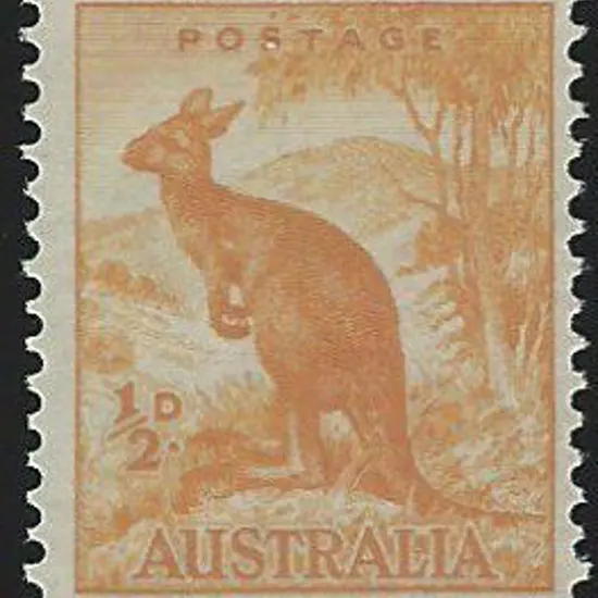 1938 ½d kangaroo in the pale/dull orange-yellow ...