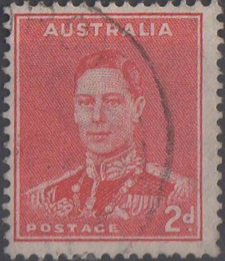 1938 2d scarlet KGVI with "Medallion flaw" ... Image 1++