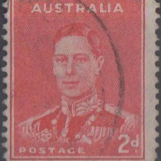 1938 2d scarlet KGVI with "Medallion flaw" ...