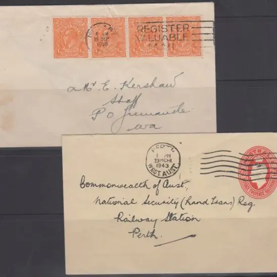 1938 (15th Sept) cover with ½d orange KGV strip of ...