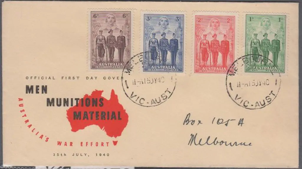 1940 (15th July) AIF set of 4 on "Men, Munitions, ... Image 1++