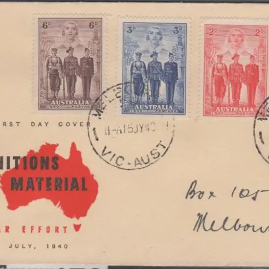 1940 (15th July) AIF set of 4 on "Men, Munitions, ...