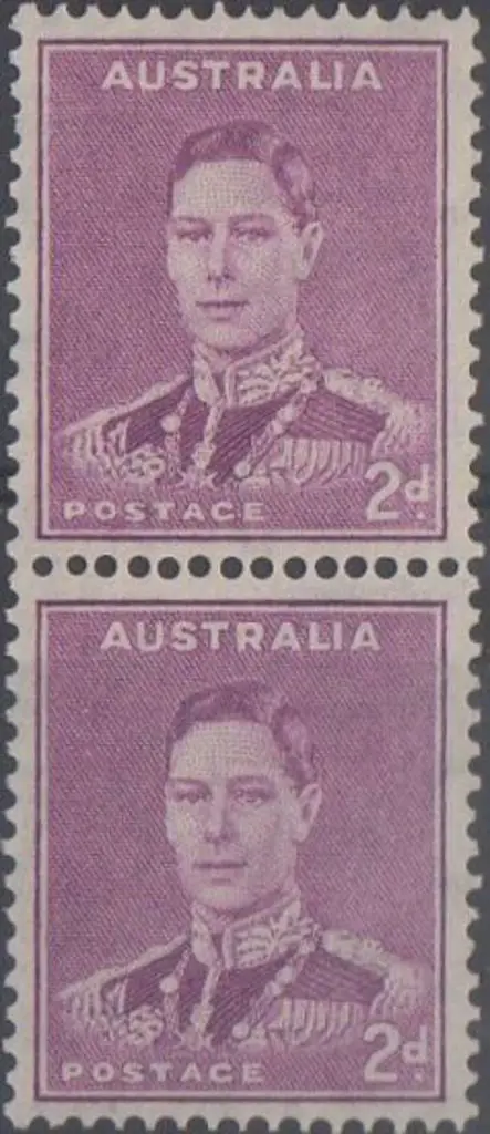 1941 2d mauve KGVI coil pair with inverted wmk. ... Image 1++