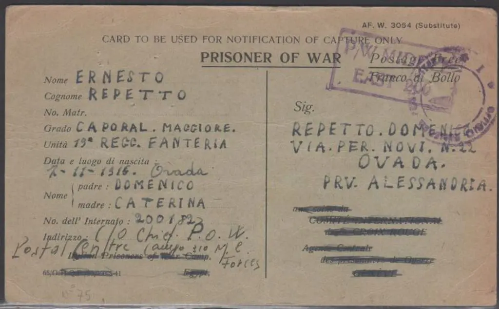 1942 (15th Nov) GB POW postcard titled "CARD TO BE ... Image 1++