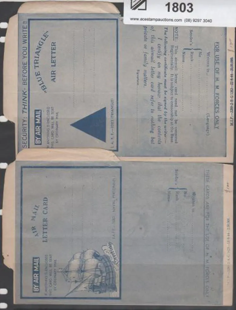 1944 stampless naval aerogrammes unused. One ... Image 1++
