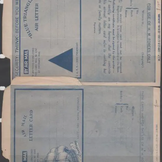 1944 stampless naval aerogrammes unused. One ...