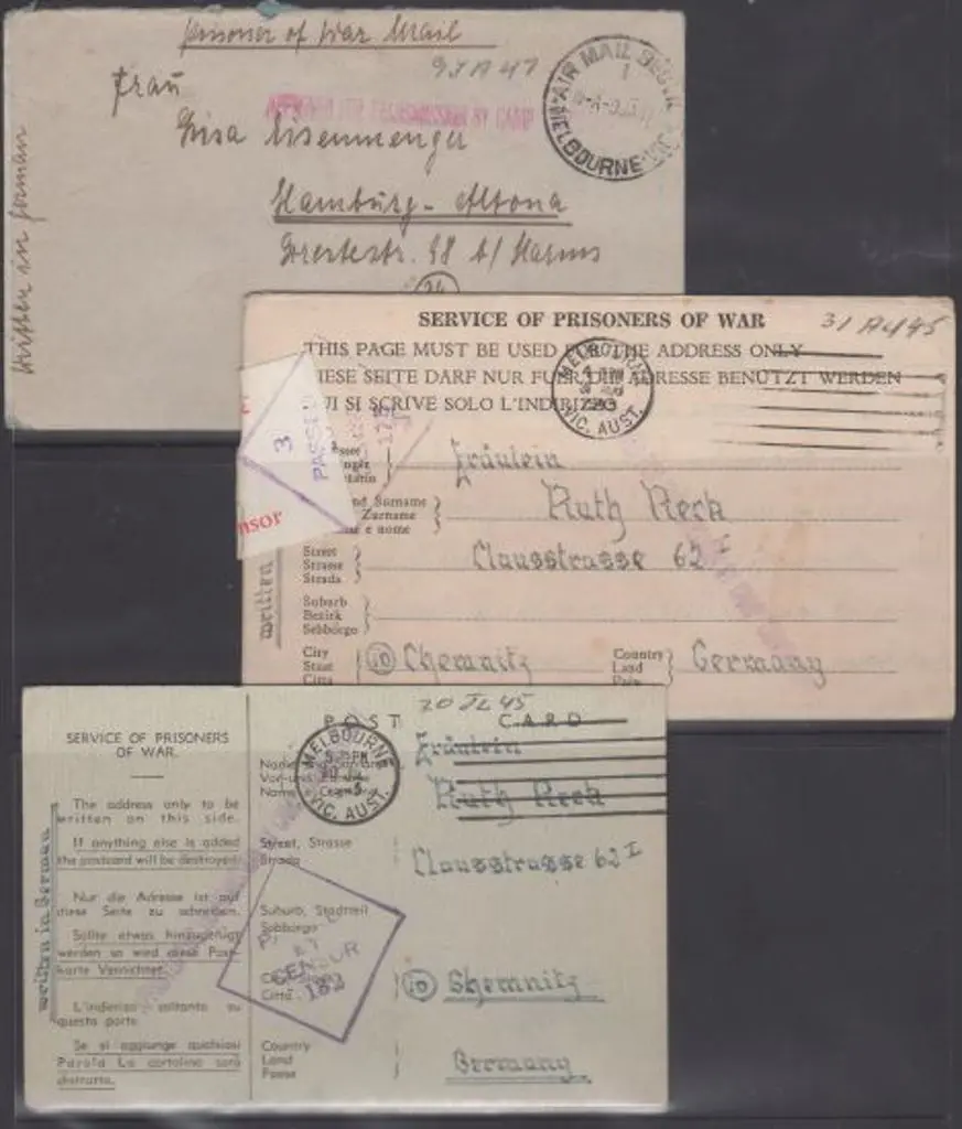1945/47 German POW mail from Murchison POW to ... Image 1++