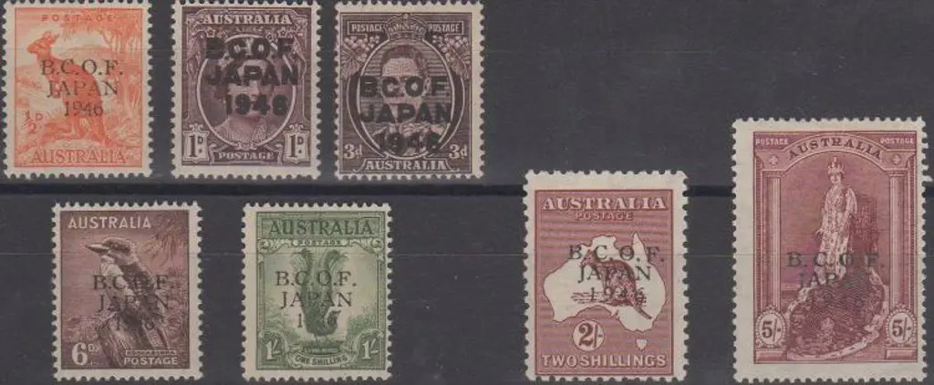 1946 BCOF set of 7 to 5/- Robes (thin paper) with ... Image 1++