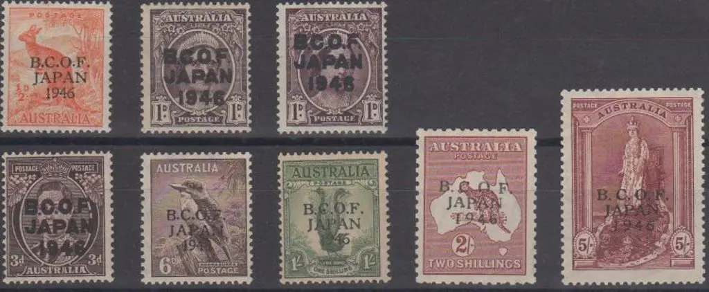 1946 BCOF set of 7 to 5/- Robes (thin paper). MUH. ... Image 1++