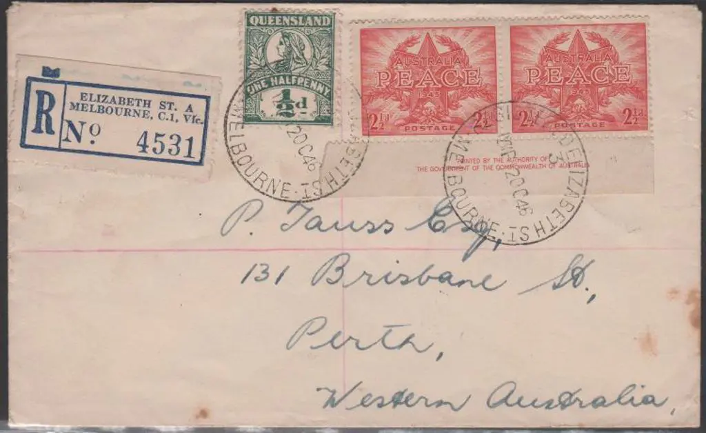 1946 (2nd Oct) Registered cover with blue ... Image 1++