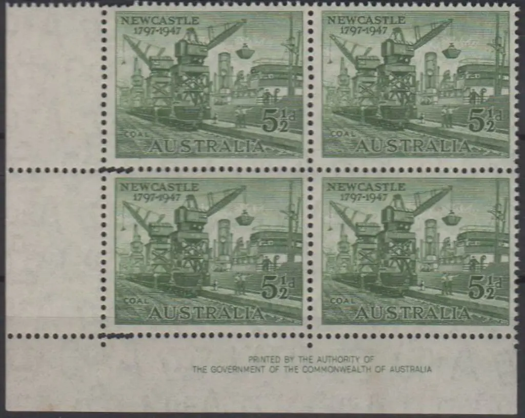 1947 5½d Newcastle authority imprint block of 4 ... Image 1++
