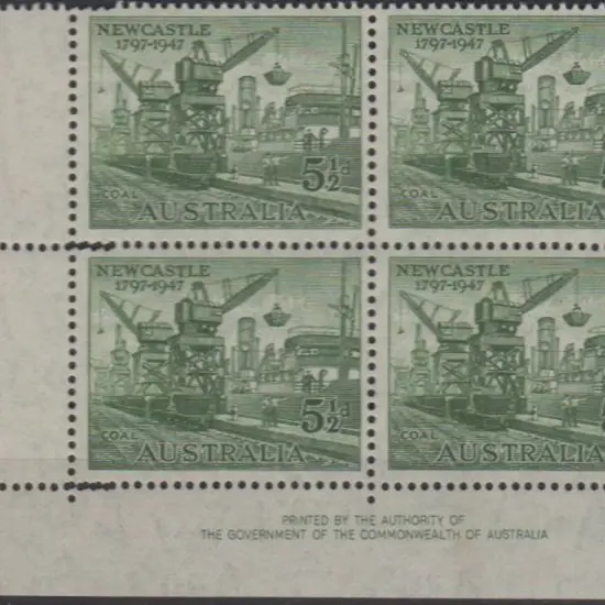 1947 5½d Newcastle authority imprint block of 4 ...
