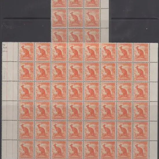 1948/56 ½d Kangaroo, no wmk right part pane of 48 ...
