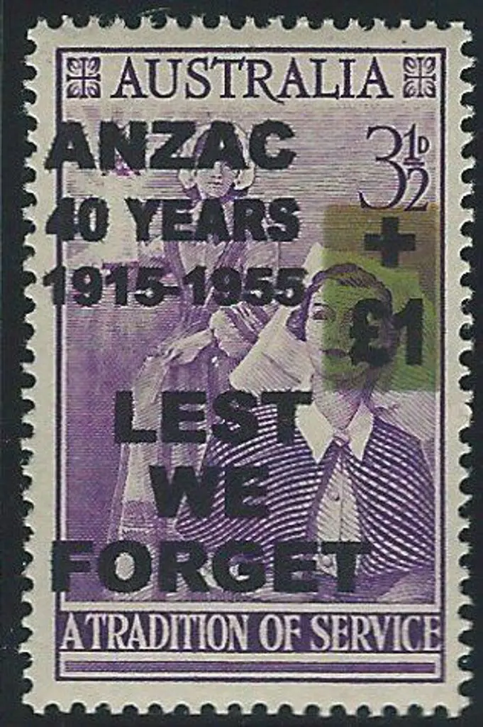 1955 ANZAC cinderellas. Charity surcharges from 1d ... Image 1++
