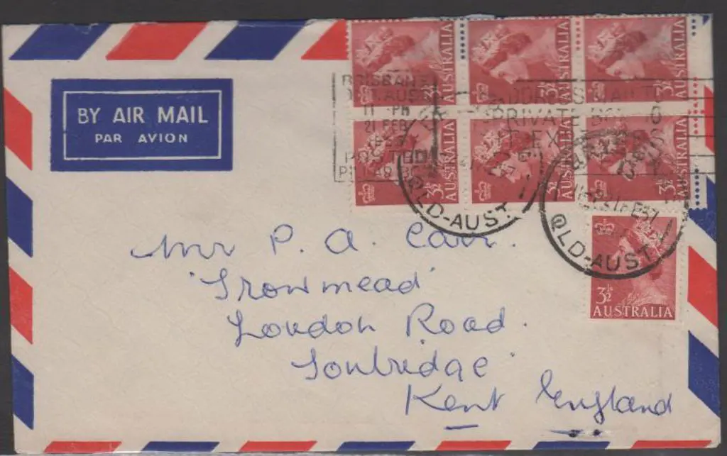 1957 (21st Feb) Airmail cover to England bearing ... Image 1++