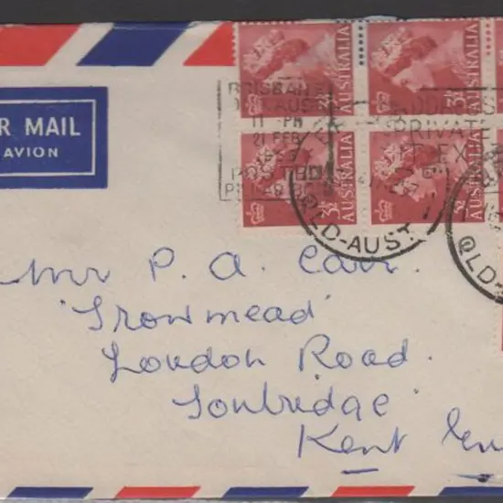 1957 (21st Feb) Airmail cover to England bearing ...