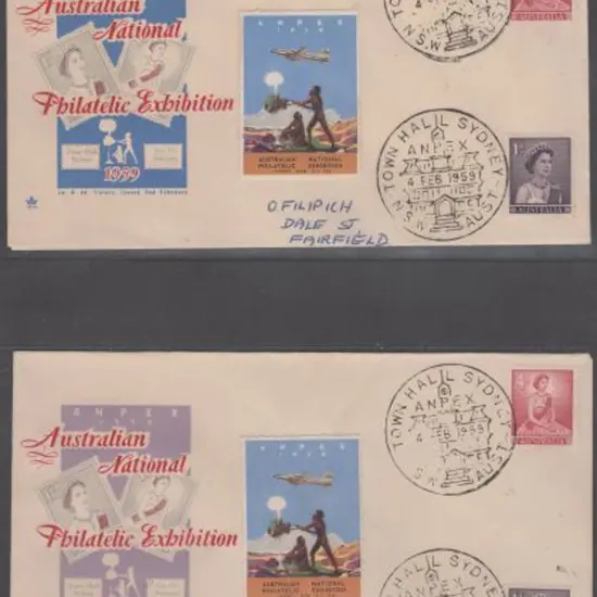 1959 (4th Feb) ANPEX "Royal" exhibition covers x 2 ...