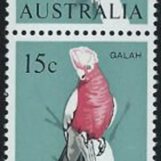 1966 15c Galah vertical strip of 3 with top ...