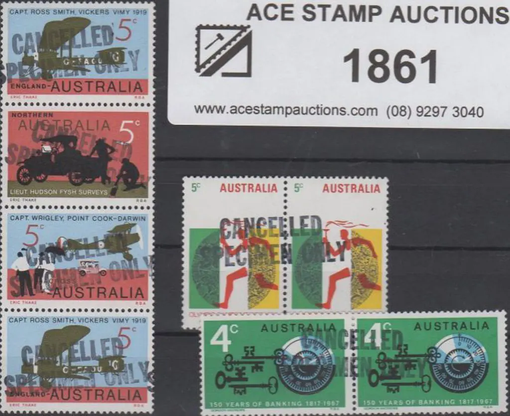 1967-69 4₵ Banking horiz pair, 1968 5₵ Olympics ... Image 1++