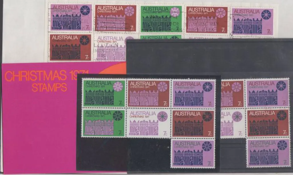 1971 Christmas block of 7 on white paper MUH plus ... Image 1++