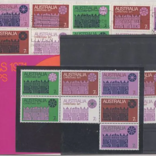 1971 Christmas block of 7 on white paper MUH plus ...