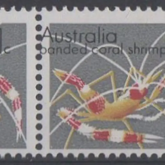 1973 1₵ Banded Coral Shrimp right marginal horiz ...