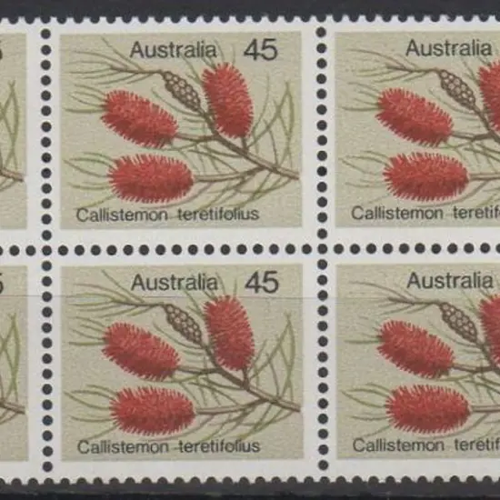 1975 45₵ Wildflower right marginal block of 6 with ...