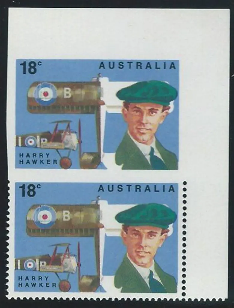 1978 18¢ Hawker in top right MUH pair with upper ... Image 1++