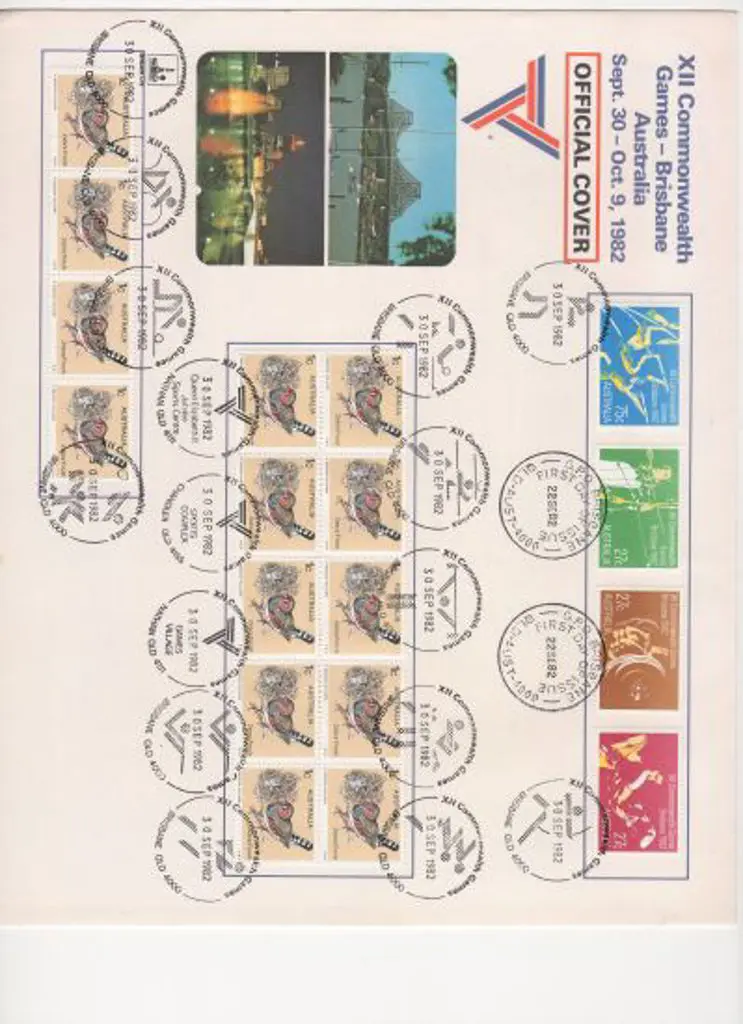 1982 Commonwealth Games set of special pmks on 2 ... Image 1++