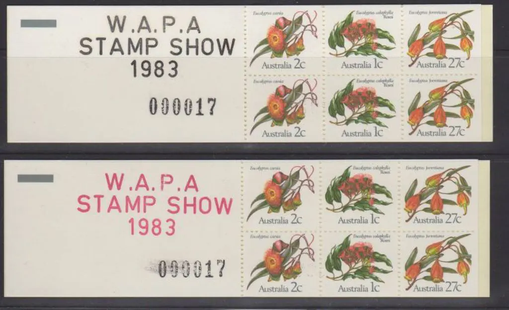 1983 60c Eucalyptus booklets ovptd on inside tab ... Image 1++