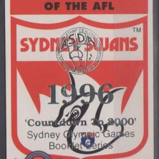 1996 $4.50 Sydney Swans AFL Club S/A booklet ovptd ...