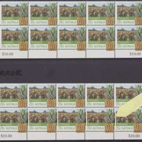2012 20c Pineapples block of 10 from bottom of ...