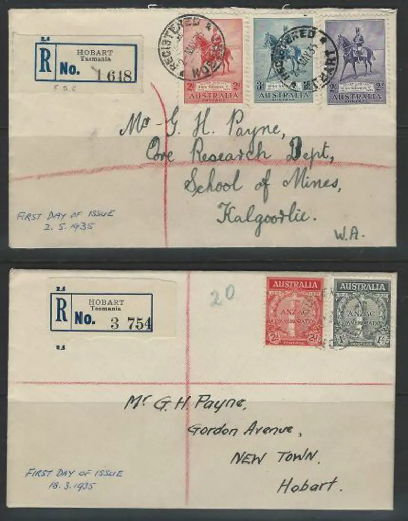 1935 Silver Jubilee & ANZAC sets on FDC's with ... Image 1++