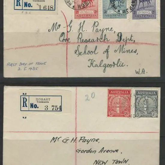 1935 Silver Jubilee & ANZAC sets on FDC's with ...