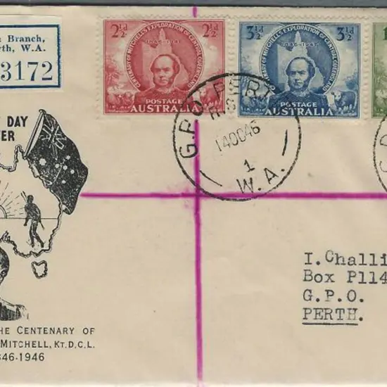 1946 (14th Oct) Mitchell registered Challis FDC. ...