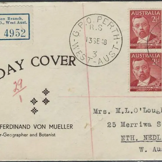 1948 (13th Feb) Von Mueller block 4 on registered ...