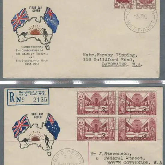 1951 (28th Feb) 3d KGVI block of 4, 1951 (2nd ...