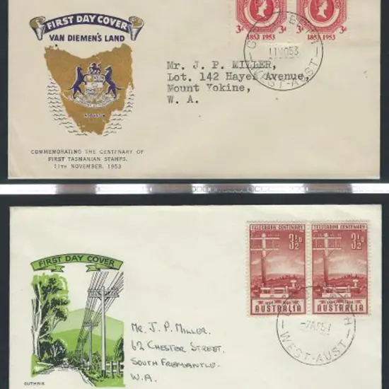 1953 (17th June) 3d green QEII pair, (11th Nov) 3d ...