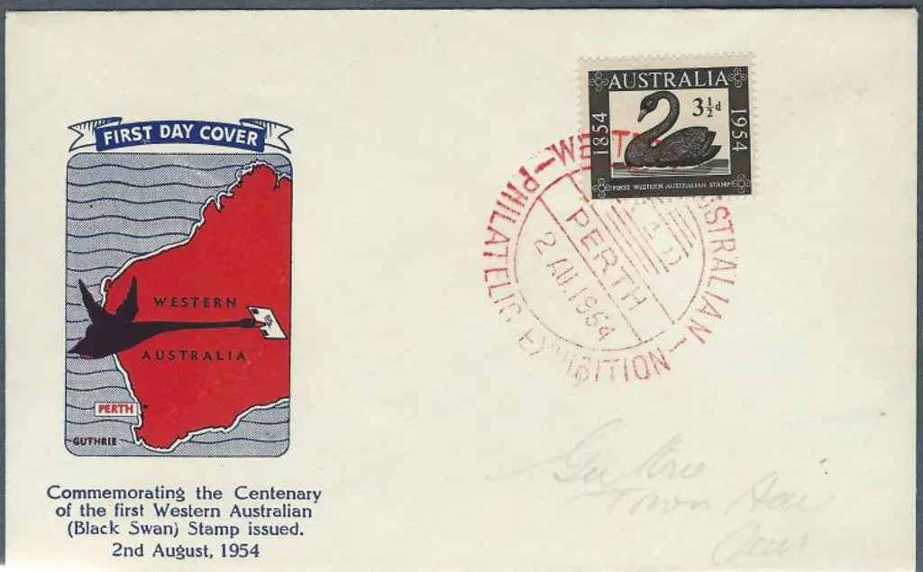 1954 (2nd Aug) 3½d WA Stamp Anniv on Guthrie FDC ... Image 1++