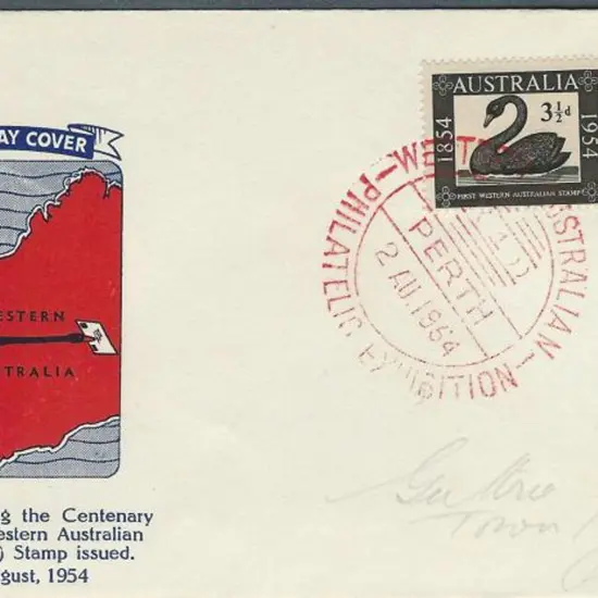 1954 (2nd Aug) 3½d WA Stamp Anniv on Guthrie FDC ...