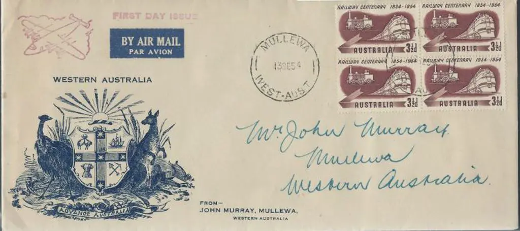 1954 (18th Sept) Railway Cent block of 4 on ... Image 1++