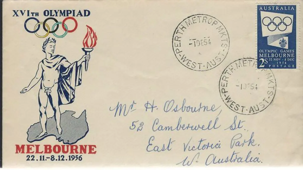 1954 (1st Dec) 1954 2/- blue Olympic stamp on ... Image 1++